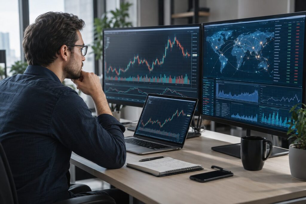Analyst reviewing digital asset market data